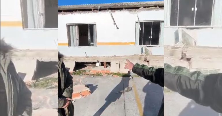 Parte da estrutura de escola municipal desaba em Corupá e deixa vigilante ferido