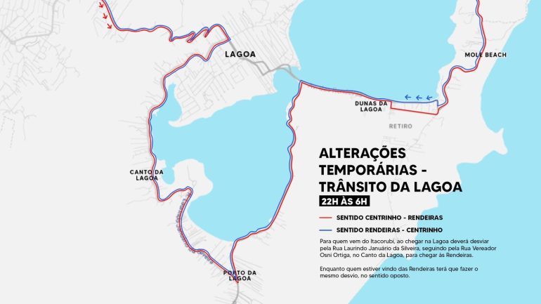 Pontes da Lagoa serão interditadas temporariamente para finalização da cabeceira da nova estrutura