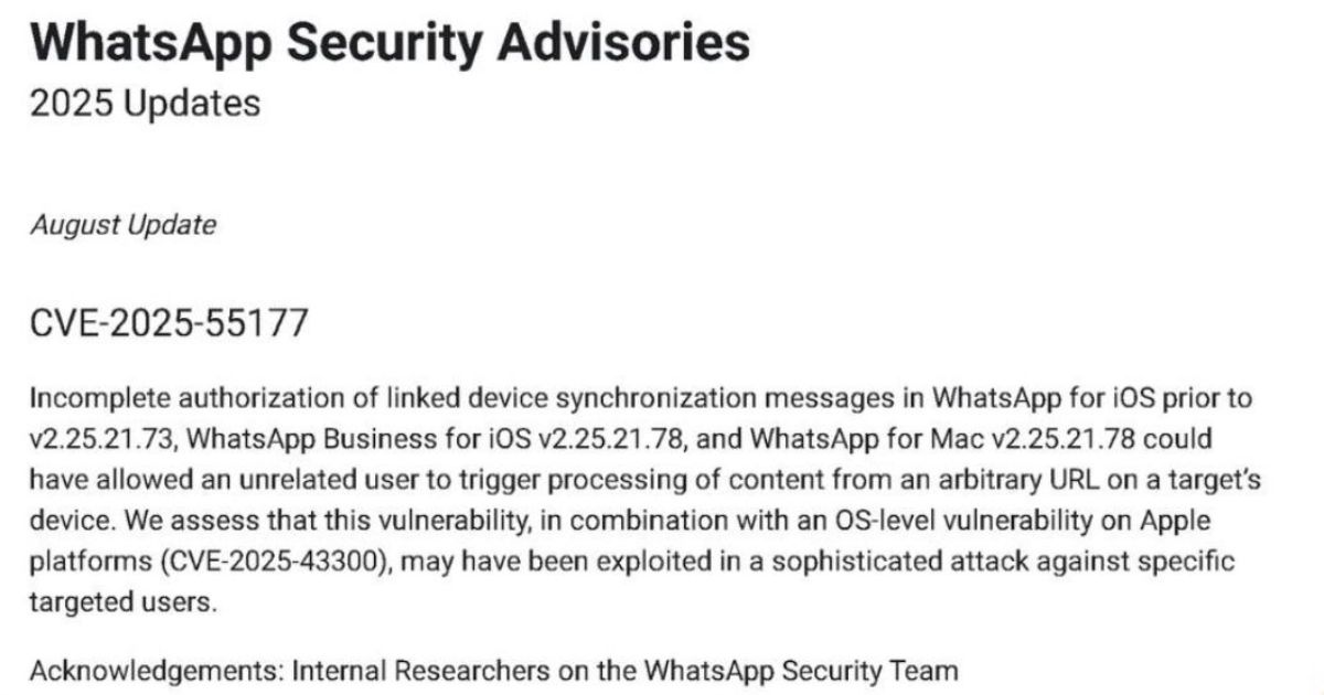 Ataque dispara alerta urgente do WhatsApp para usuários de iPhone